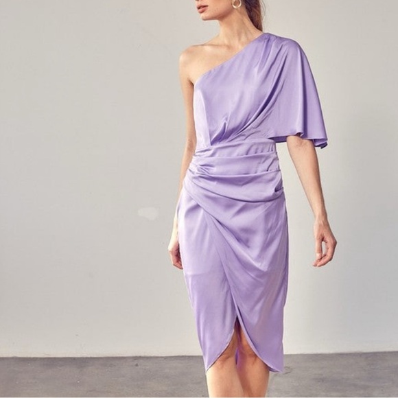 Elegant Lavender One-Shoulder Dress One - Picture 1 of 3